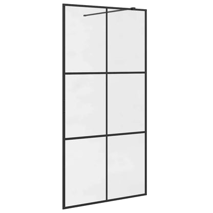 Walk-in Shower Wall with Clear ESG Glass 100x195 cm Black