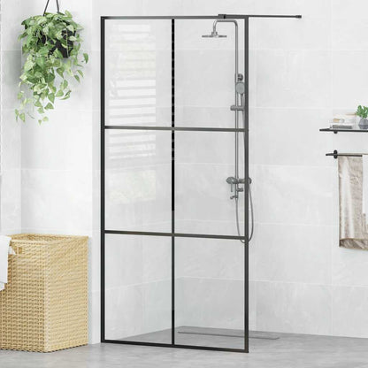 Walk-in Shower Wall with Clear ESG Glass 100x195 cm Black