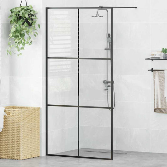 Walk-in Shower Wall with Clear ESG Glass 100x195 cm Black