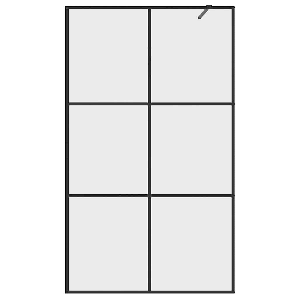 Walk-in Shower Wall with Clear ESG Glass 115x195 cm Black