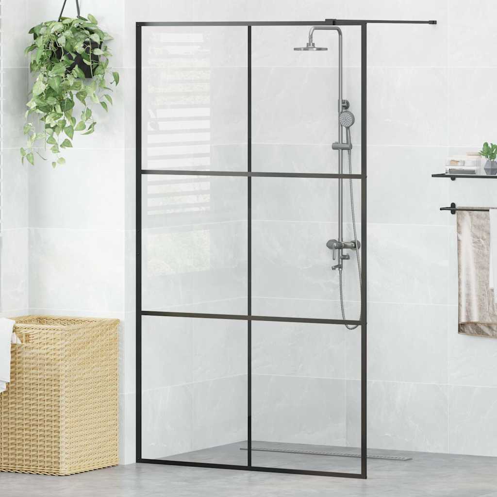 Walk-in Shower Wall with Clear ESG Glass 115x195 cm Black