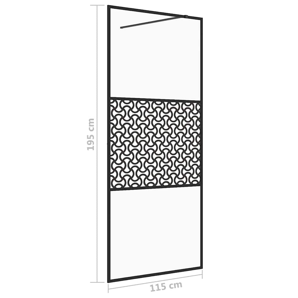 Walk-in Shower Wall with Clear ESG Glass 115x195 cm Black