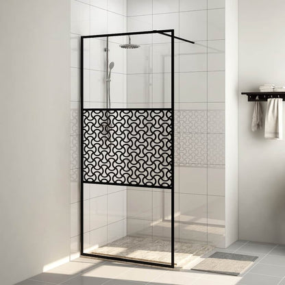 Walk-in Shower Wall with Clear ESG Glass 115x195 cm Black