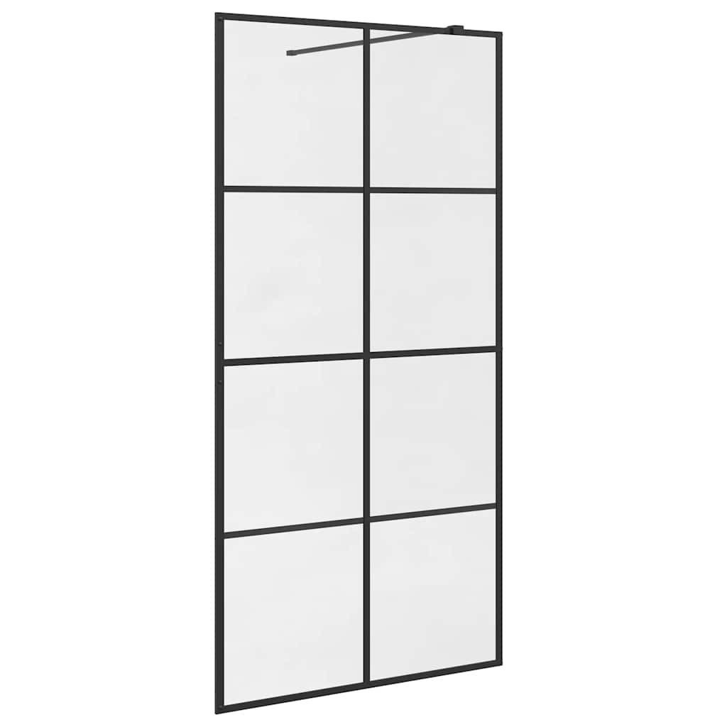 Walk-in Shower Wall with Clear ESG Glass 100x195 cm Black