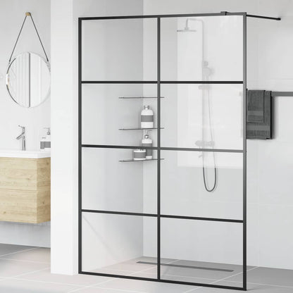 Walk-in Shower Wall with Clear ESG Glass 140x195 cm Black