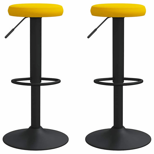Bar Stools 2 pcs Mustard Yellow Velvet
