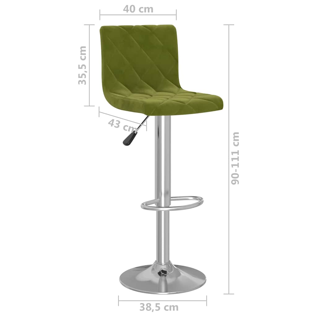 Bar Stools 2 pcs Light Green Velvet