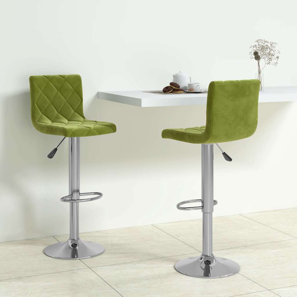 Bar Stools 2 pcs Light Green Velvet