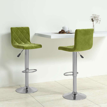 Bar Stools 2 pcs Light Green Velvet