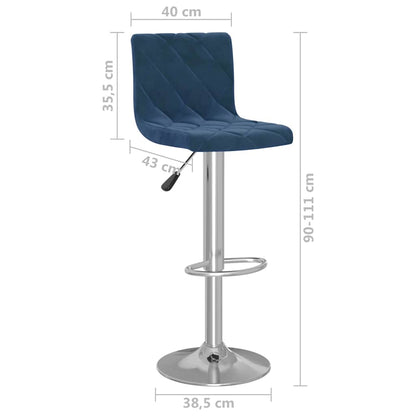 Bar Stools 2 pcs Blue Velvet