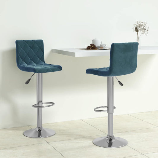 Bar Stools 2 pcs Blue Velvet