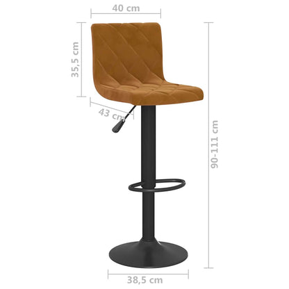 Bar Stools 2 pcs Brown Velvet