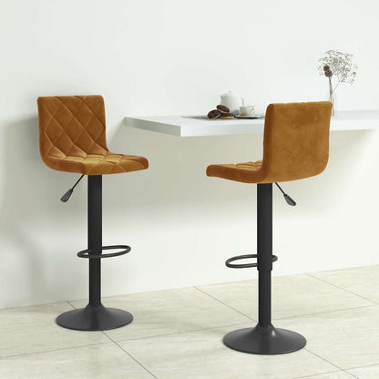Bar Stools 2 pcs Brown Velvet