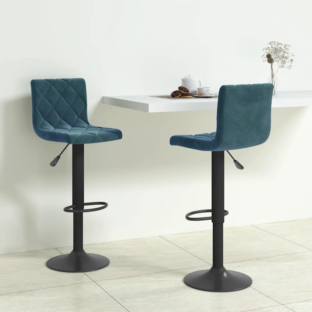 Bar Stools 2 pcs Blue Velvet