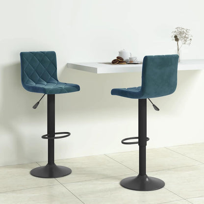 Bar Stools 2 pcs Blue Velvet