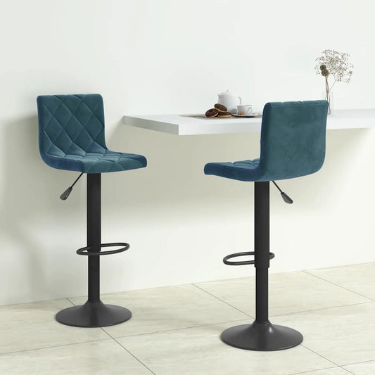 Bar Stools 2 pcs Blue Velvet