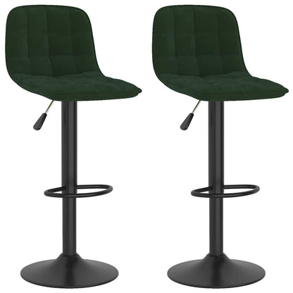 Bar Stools 2 pcs Dark Green Velvet
