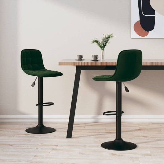 Bar Stools 2 pcs Dark Green Velvet