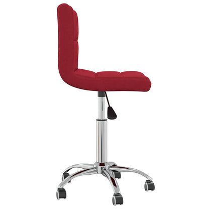 Swivel Office Chair Wine Red Fabric