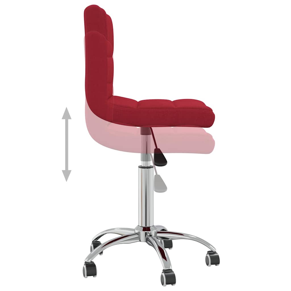 Swivel Office Chair Wine Red Fabric