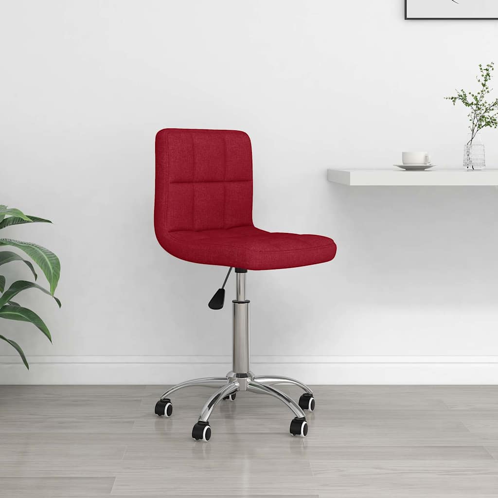 Swivel Office Chair Wine Red Fabric