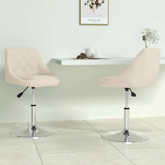 Swivel Dining Chairs 2 pcs Cream Velvet