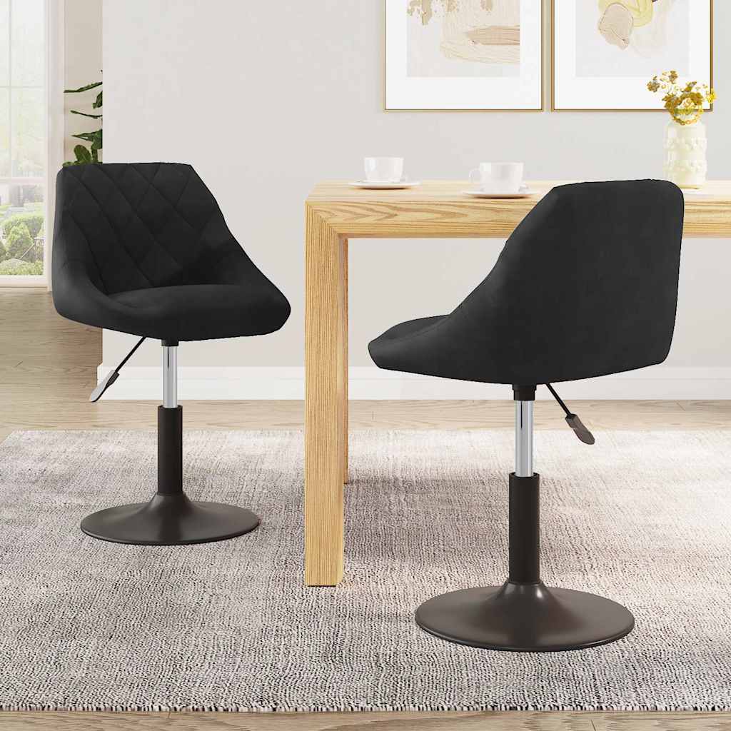Swivel Dining Chairs 2 pcs Black Velvet
