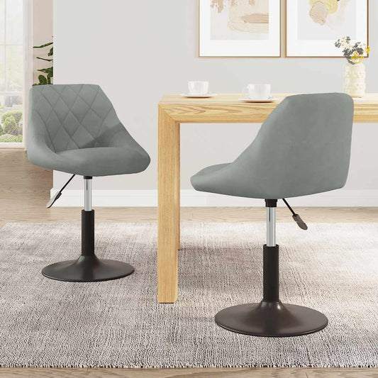 Swivel Dining Chairs 2 pcs Light Grey Velvet