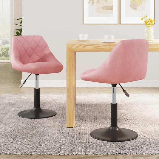 Swivel Dining Chairs 2 pcs Pink Velvet