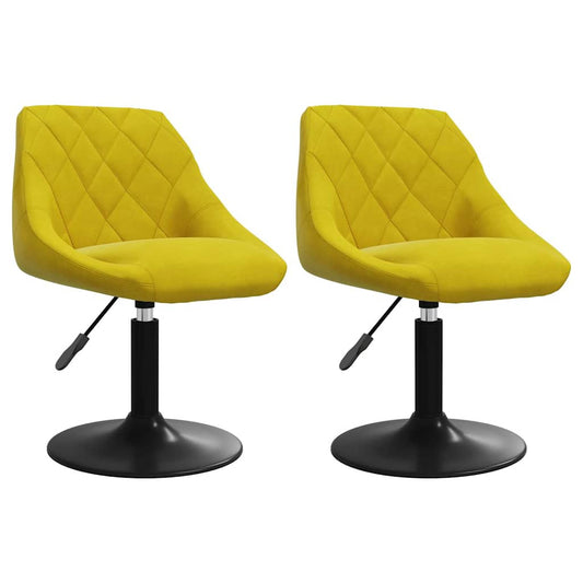 Swivel Dining Chairs 2 pcs Mustard Yellow Velvet