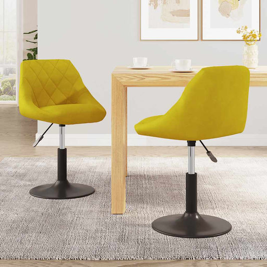 Swivel Dining Chairs 2 pcs Mustard Yellow Velvet
