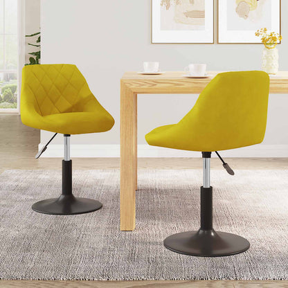Swivel Dining Chairs 2 pcs Mustard Yellow Velvet
