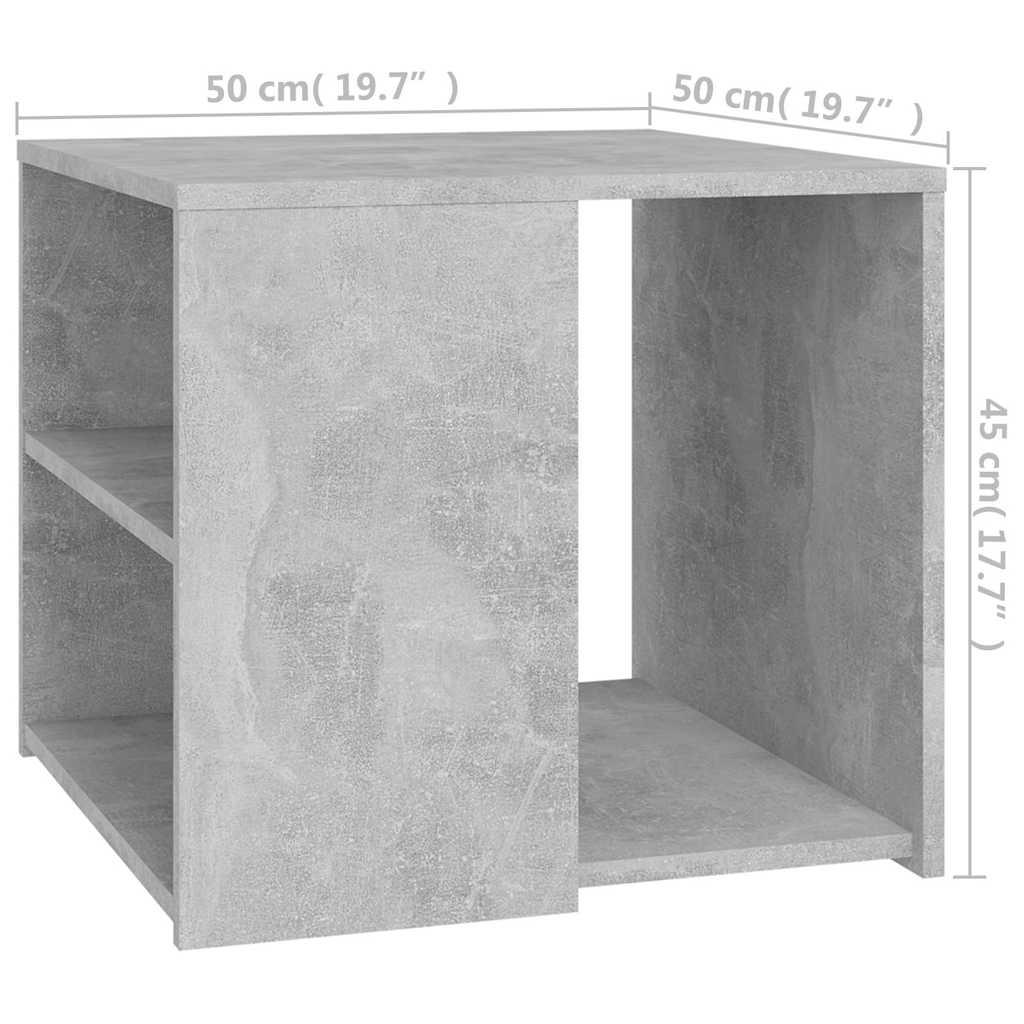 806386 vidaXL Side Table Concrete Grey 50x50x45 cm Engineered Wood