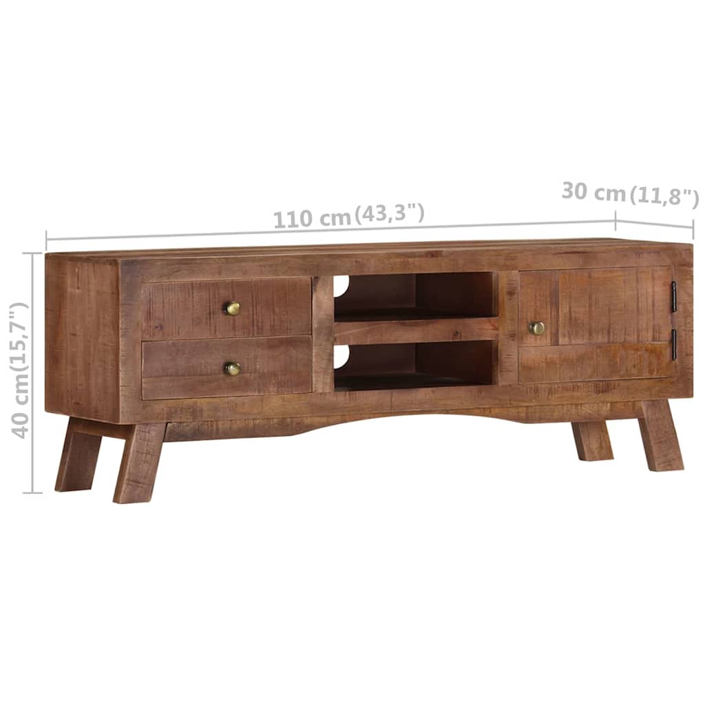 328303 vidaXL TV Cabinet 110x30x40 cm Rough Mango Wood