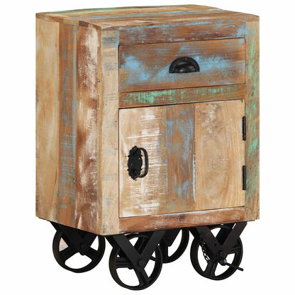 328316 vidaXL Bedside Cabinet with Wheels 40x30x57 cm Solid Reclaimed Wood