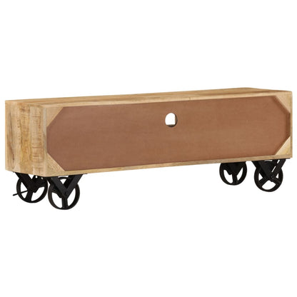 TV Cabinet with Wheels 110x30x37 cm Rough Mango Wood