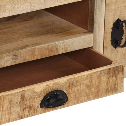 TV Cabinet with Wheels 110x30x37 cm Rough Mango Wood