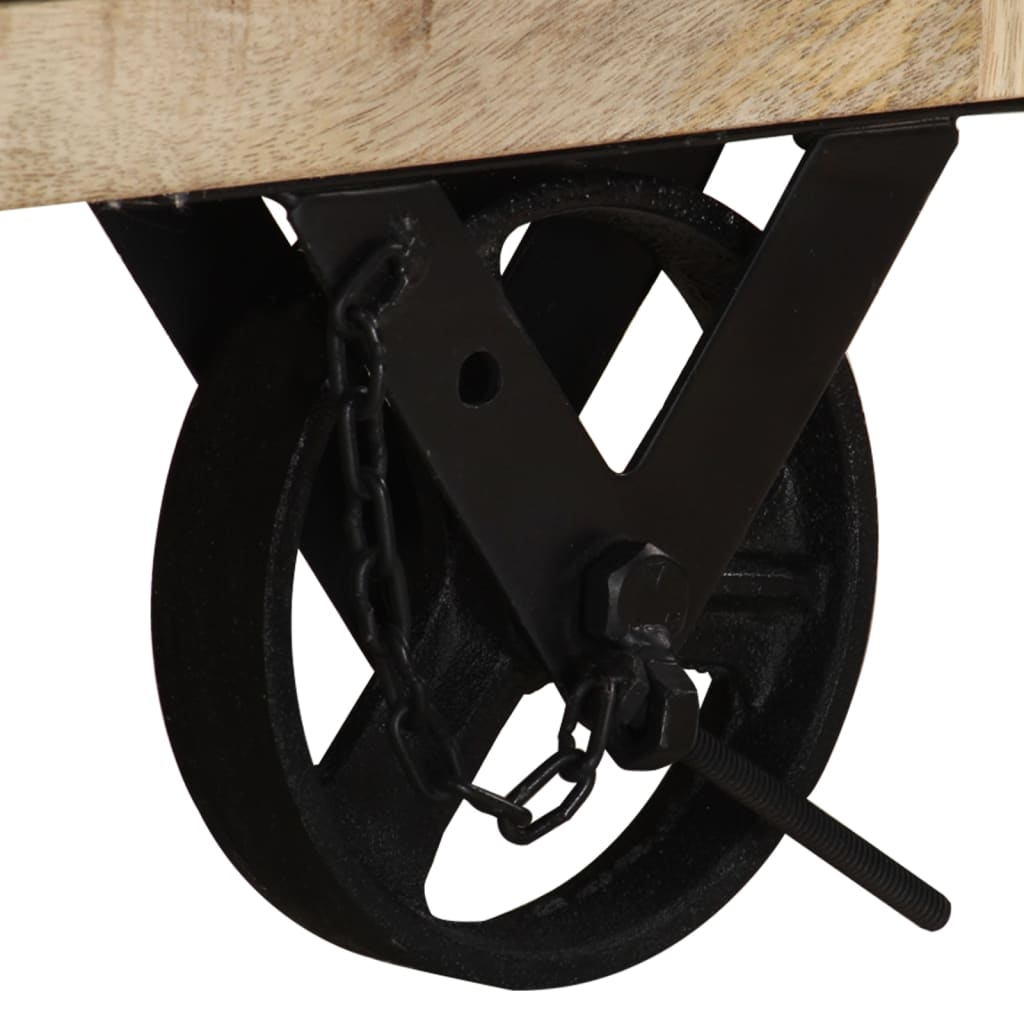 TV Cabinet with Wheels 110x30x37 cm Rough Mango Wood