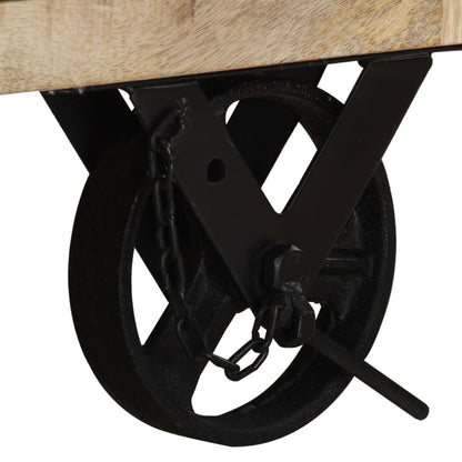 TV Cabinet with Wheels 110x30x37 cm Rough Mango Wood