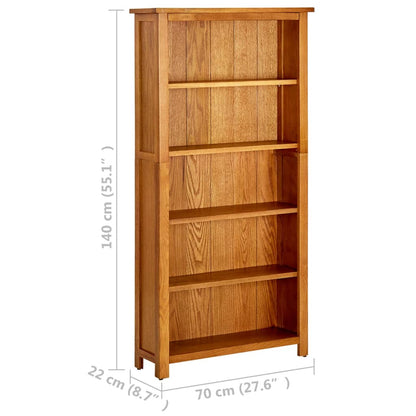 Bookcase | Natural Oak | Solid Oak Wood | Bookcase | Rectangular