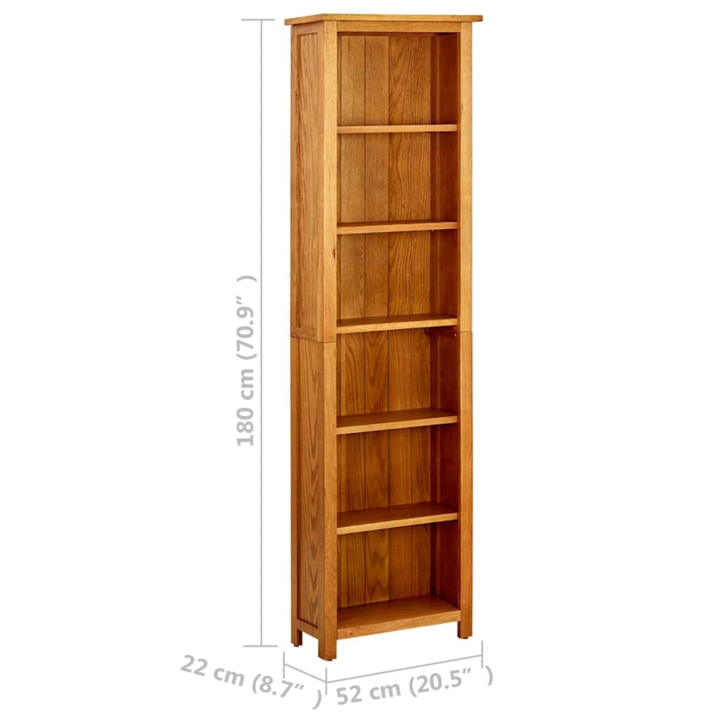 331742 vidaXL 6-Tier Bookcase 52x22x180 cm Solid Oak Wood