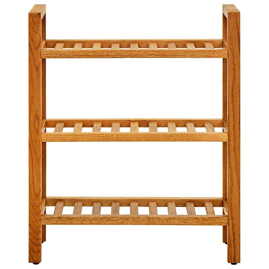 Shoe Rack with 3 Shelves 50x27x60 cm Solid Oak Wood