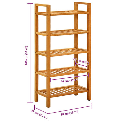 331747 vidaXL Shoe Rack with 5 Shelves 50x27x100 cm Solid Oak Wood