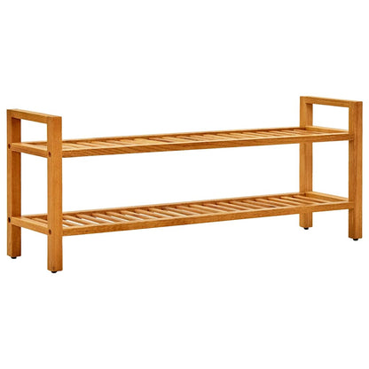 331748 vidaXL Shoe Rack with 2 Shelves 100x27x40 cm Solid Oak Wood