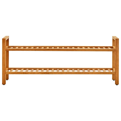Shoe Rack with 2 Shelves 100x27x40 cm Solid Oak Wood
