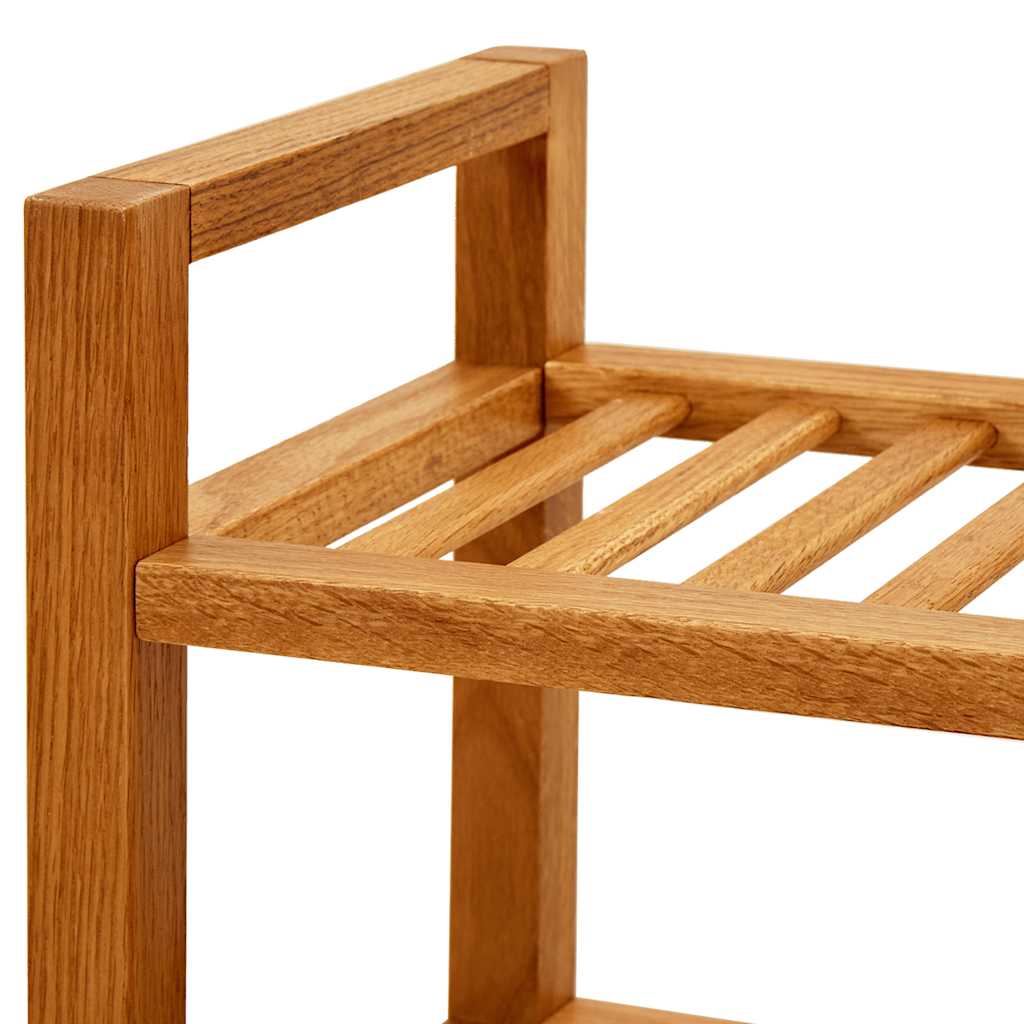 331748 vidaXL Shoe Rack with 2 Shelves 100x27x40 cm Solid Oak Wood