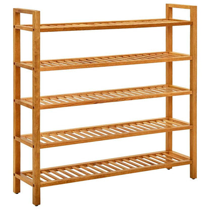 331751 vidaXL Shoe Rack with 5 Shelves 100x27x100 cm Solid Oak Wood