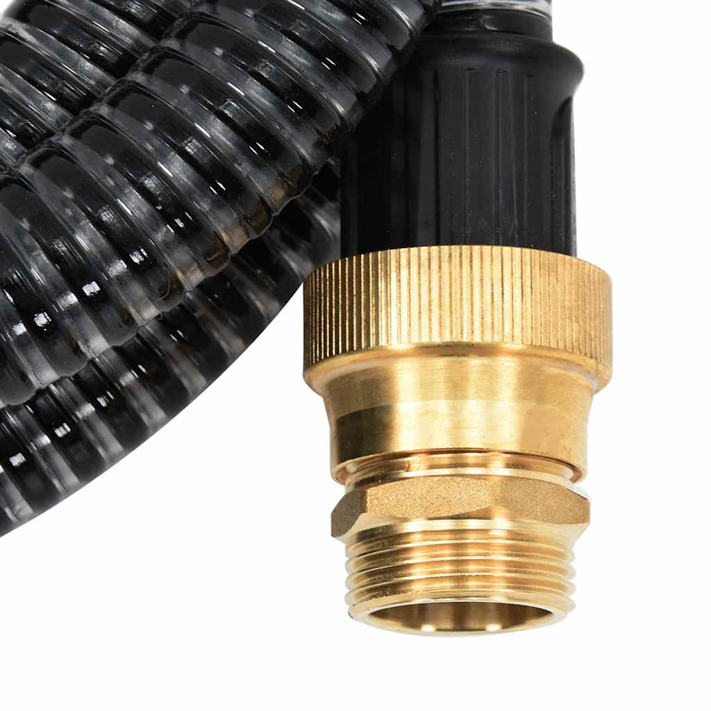 Suction Hose with Brass Connectors Black 1.1" 7 m PVC