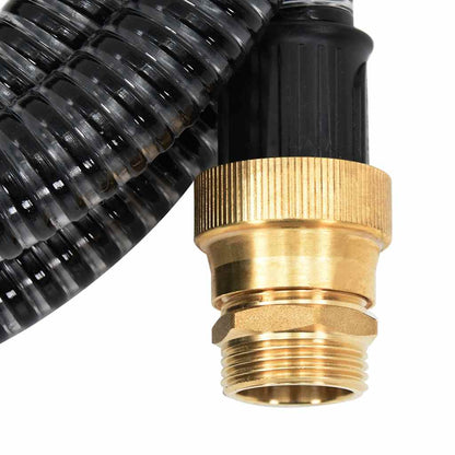 Suction Hose with Brass Connectors Black 1.1" 7 m PVC