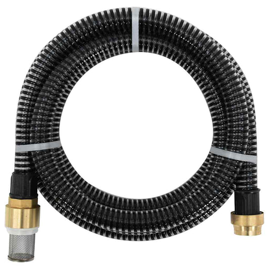 Suction Hose with Brass Connectors Black 1.1" 15 m PVC